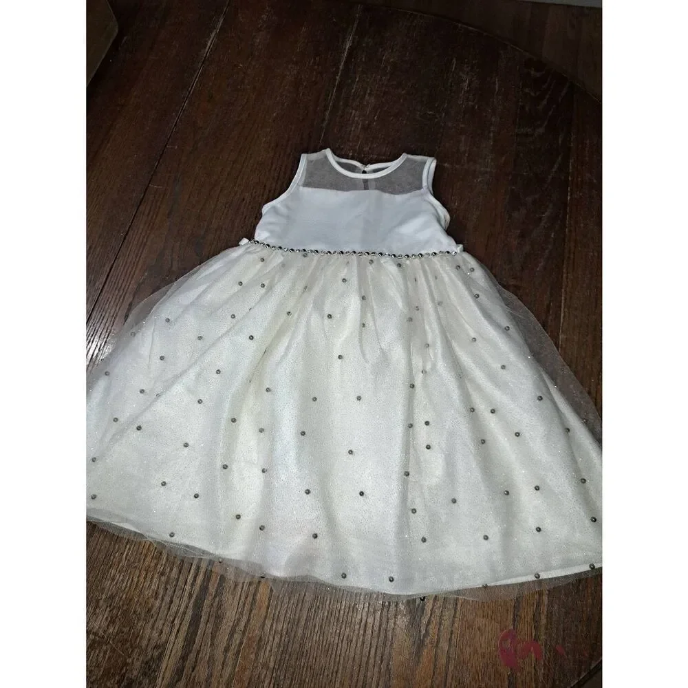 6 American Princess Ivory Sleeveless Rhinestone Embellished Dress Wedding Easter